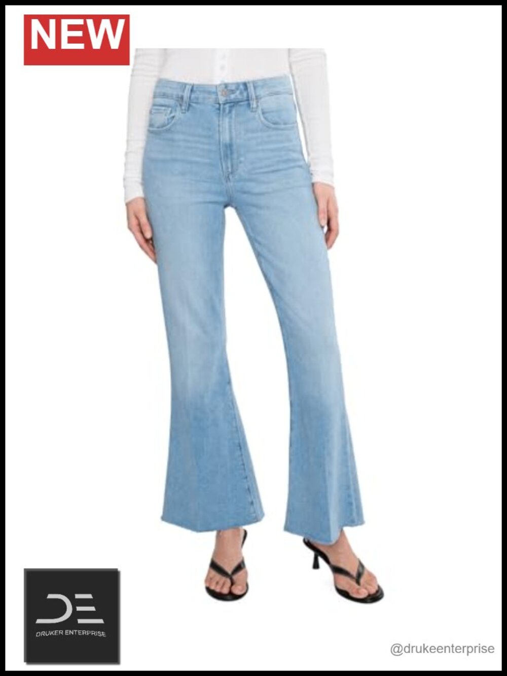 PAIGE Marlow Skimmer Flare Jeans High Rise Raw Hem 30 Inseam Cotton Blend